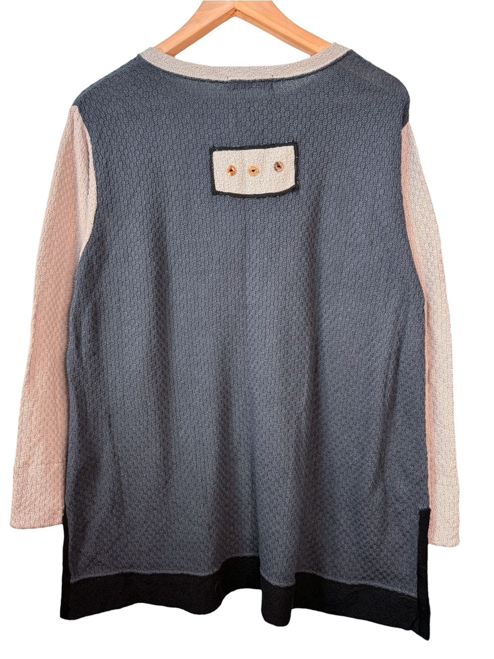 Margaret Winters Sweater L NWT Gray Colorblock Cotton Knit Lagenlook Art To Wear - Picture 3 of 7
